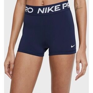 Nike Pro Dri-FIT Womens 3 Inch Compression Training Shorts Navy Blue Large